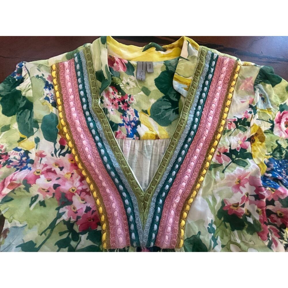 Blank London Anthropologie Stephanie Floral Embroidered Top Colorful Boho S - Picture 3 of 8